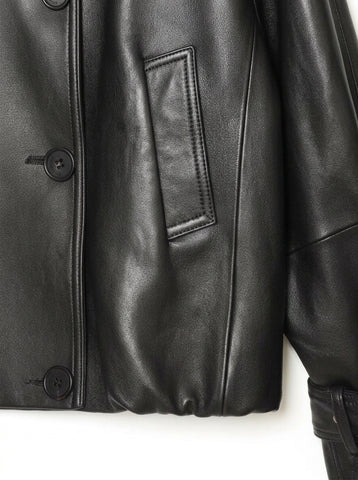 Oversized Double Breasted Leather Jacket