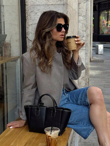 Minimalist Stand Collar Blazer Jacket