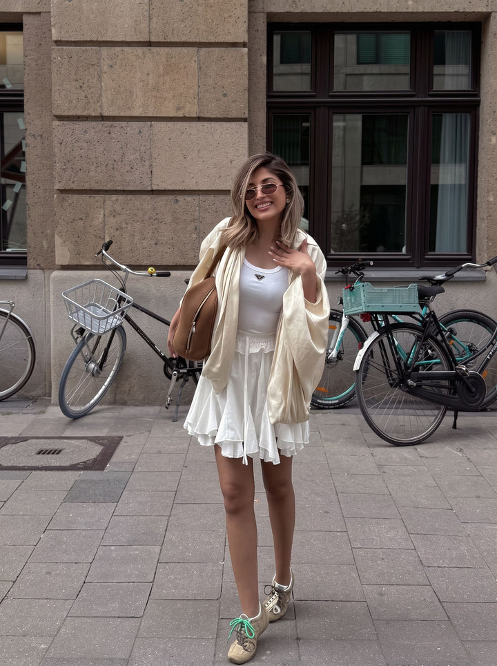 Pleated Oversized Zip Up Jacket