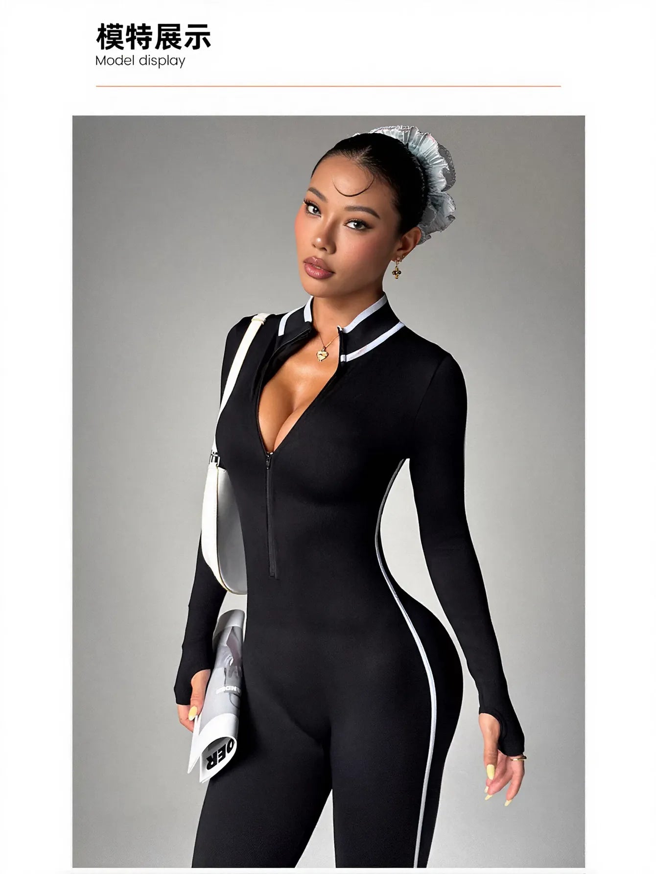 Slimming Zip Up Sport Jumpsuit