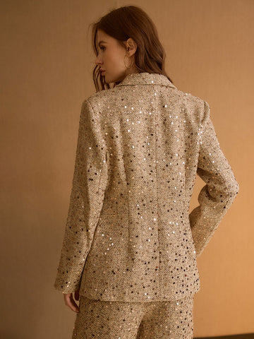Sparkly Sequin Tweed Blazer Jacket