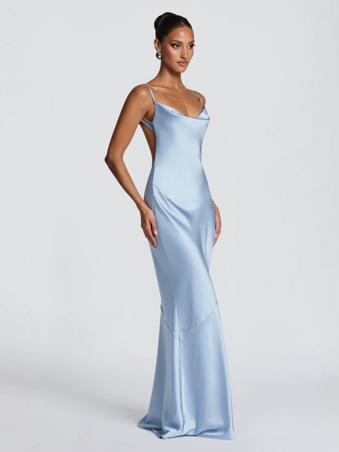 Satin Cowl Neck Maxi Dress