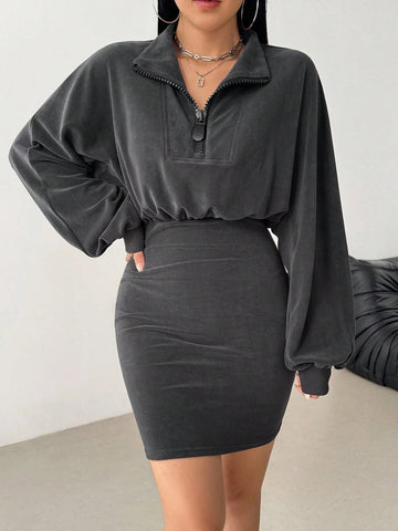 Cozy Fleece Half Zip Dress