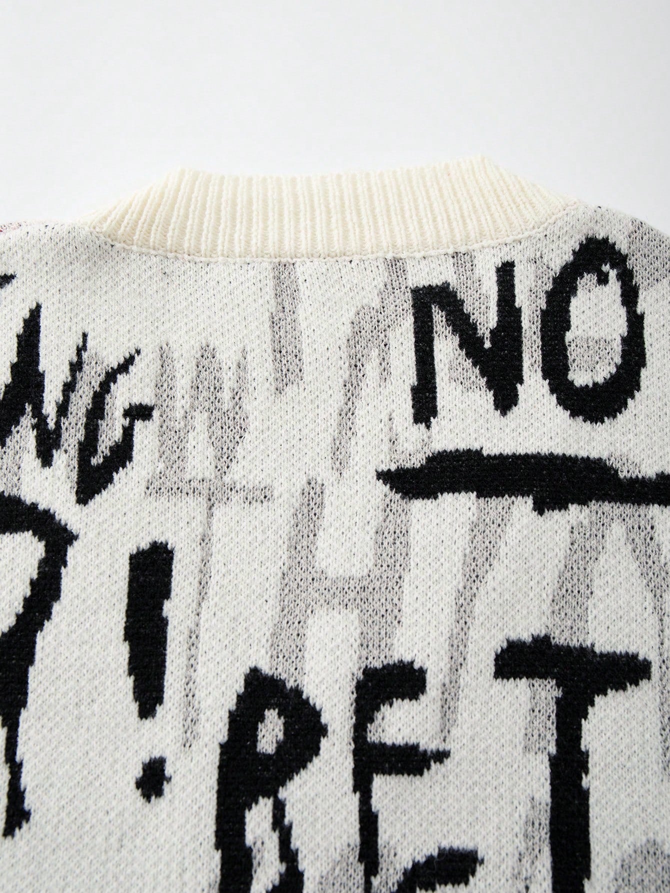 Oversized Graphic Print Knit Cardigan