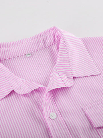 Oversized Striped Button Down Shirt