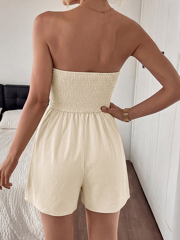 Elegant Strapless Ruched Romper