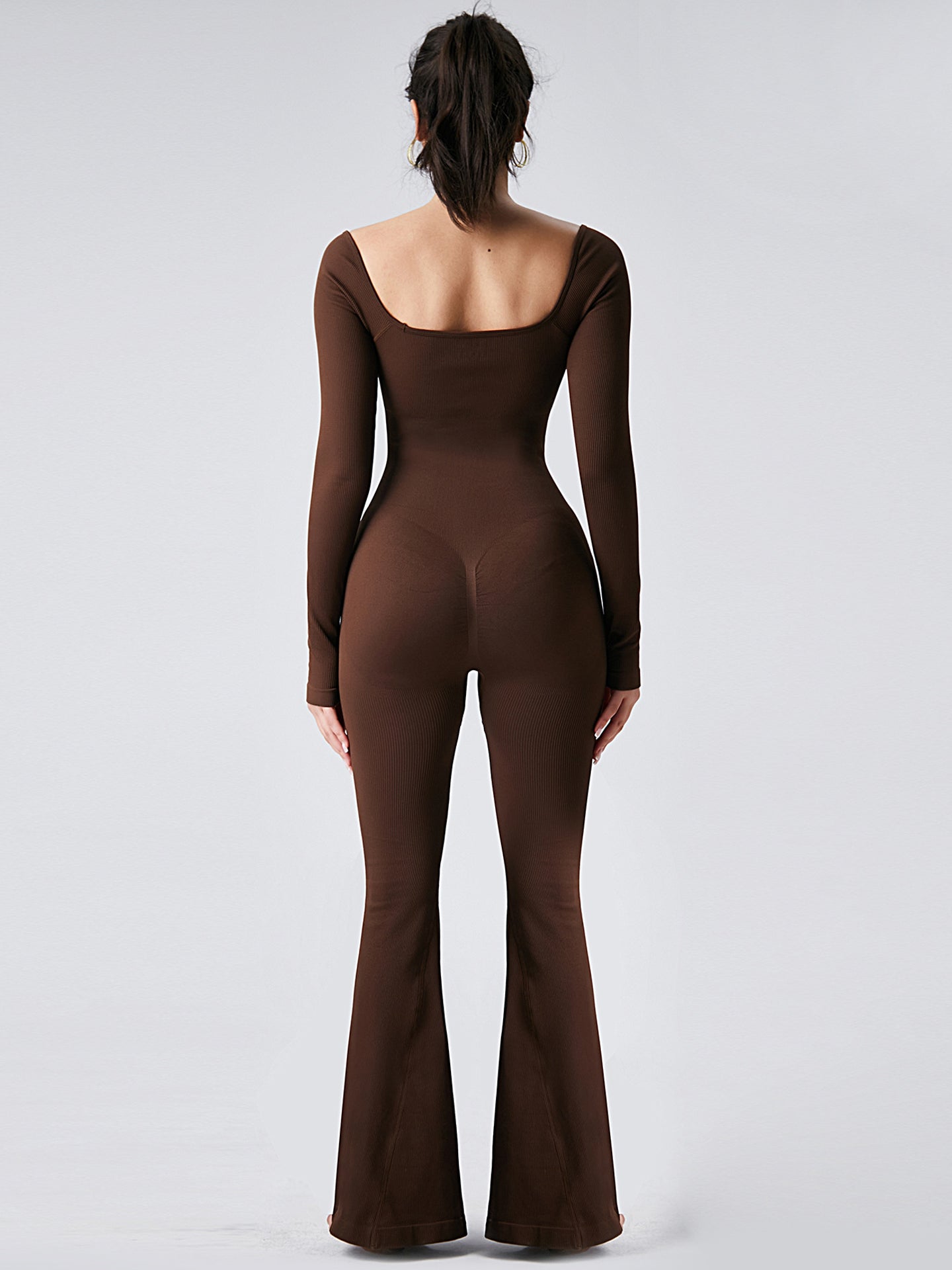 Square-Neck Flared-Leg Modern Jumpsuit-Multicolor