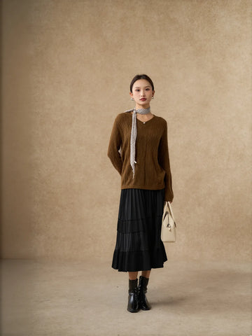 Cozy Textured V Neck Sweater
