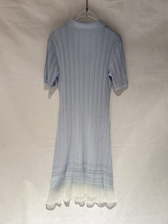 Elegant Ribbed Knit Polo Dress