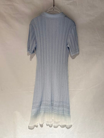 Elegant Ribbed Knit Polo Dress