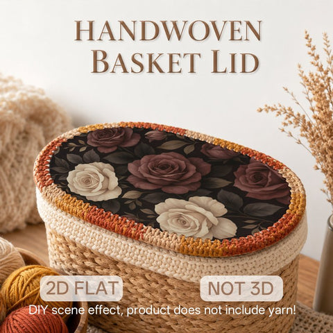 Vintage Rose Floral Pattern Crochet Basket Base