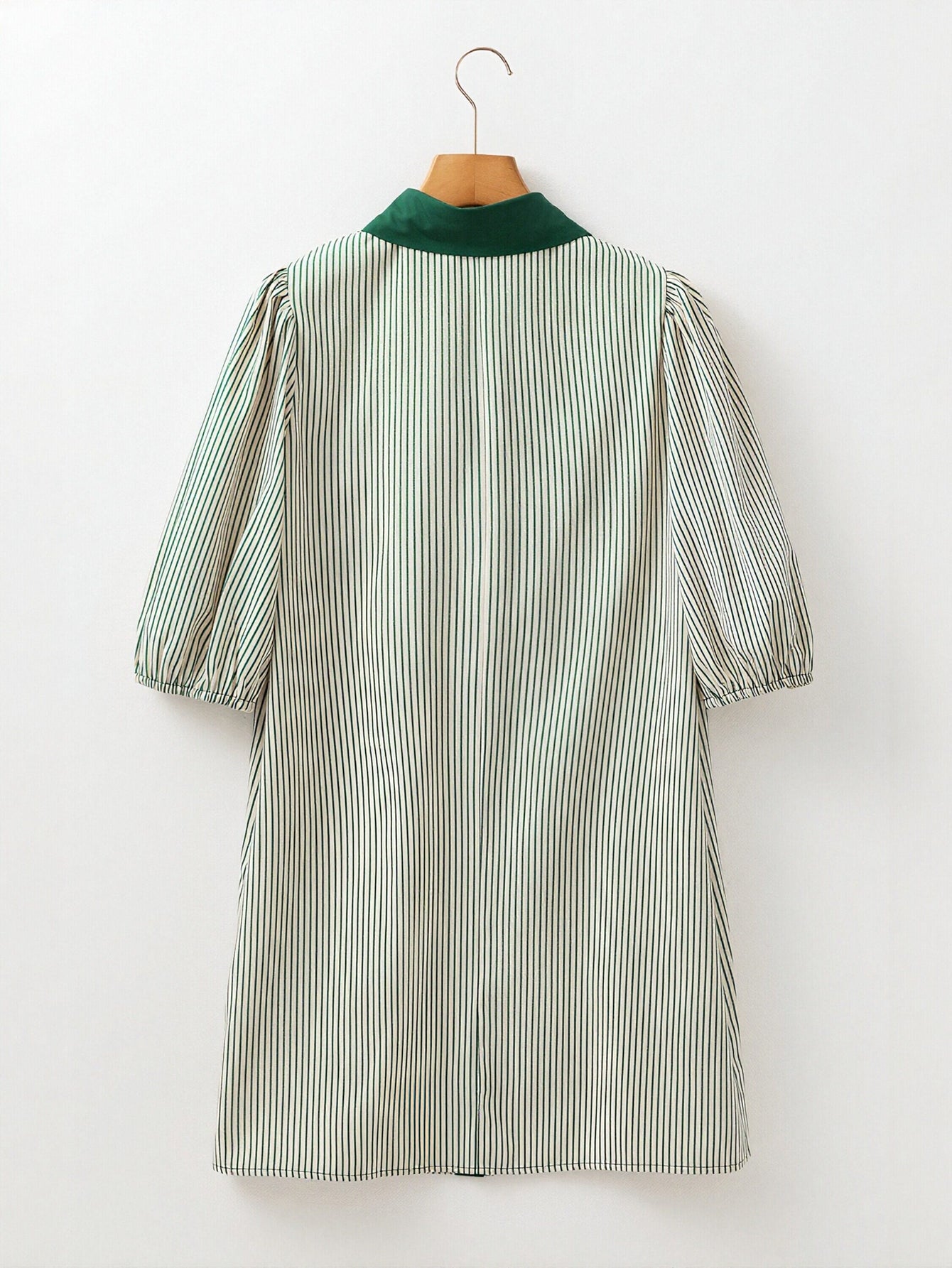Striped Puff Sleeve Shirt Dress