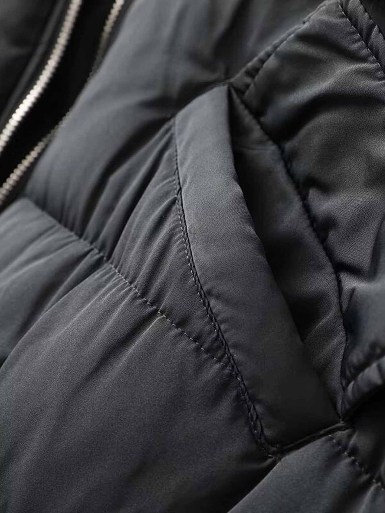 Faux Fur Collar Cropped Puffer Jacket