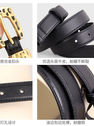 Minimalist Gold Buckle Skinny Belt