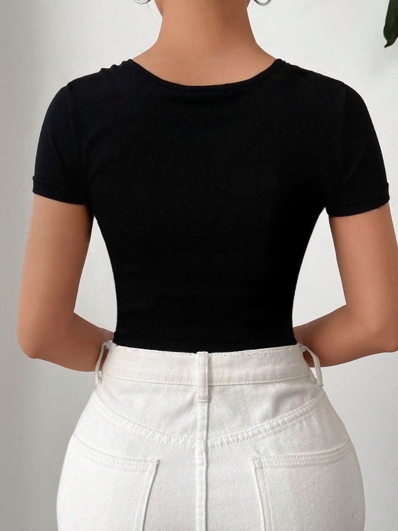 Asymmetric Neckline Twist Bodysuit