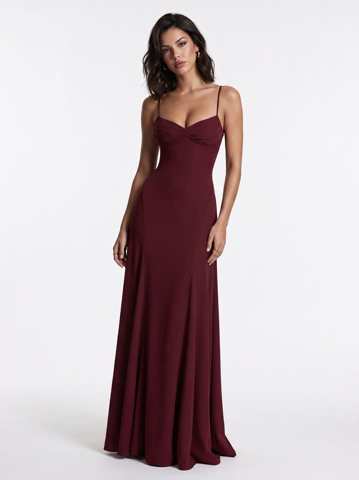 Elegant Fitted Burgundy Maxi Dress