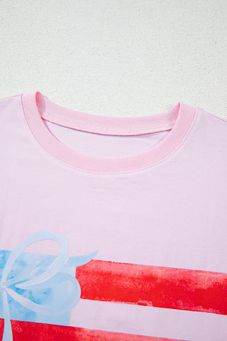 Oversized Graphic Patriotic Bow T-Shirt