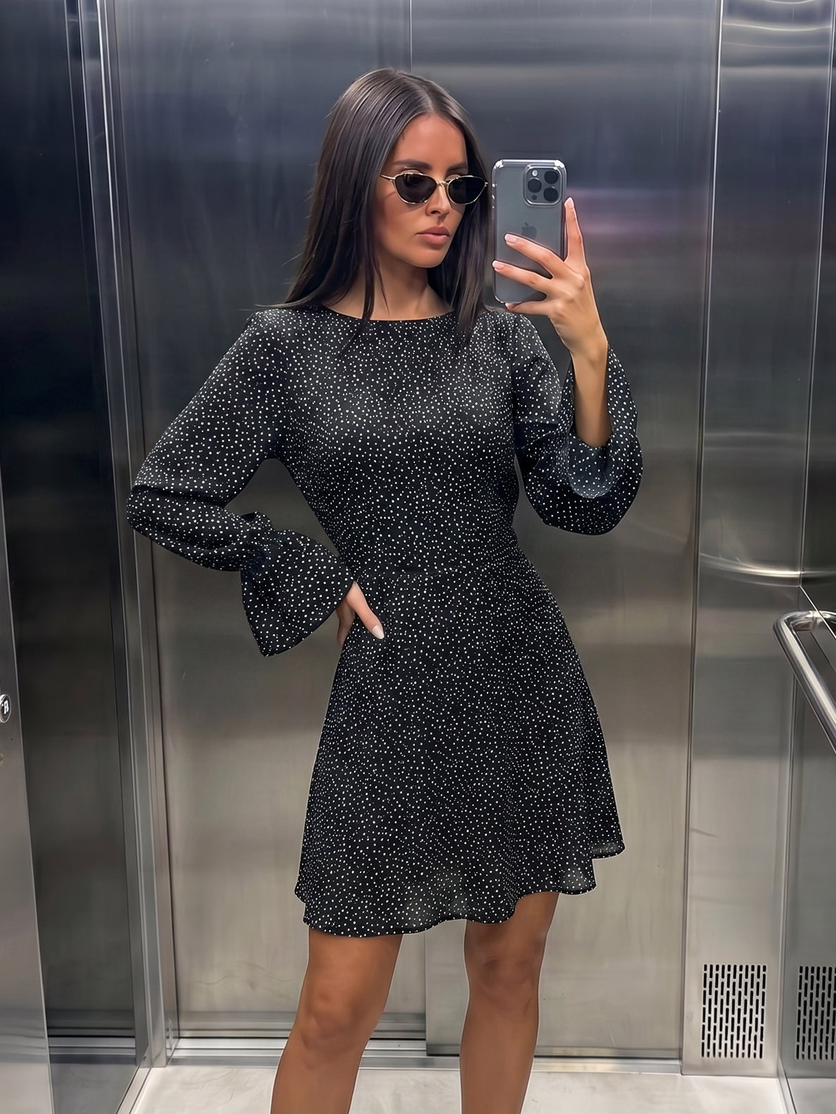 Polka Dot Bell Sleeve Dress