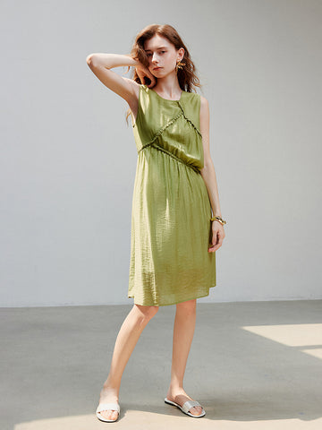 Ruffle Detail Light Beach Midi Dress
