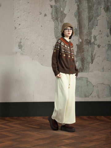 Cozy Fair Isle Pattern Cardigan Sweater