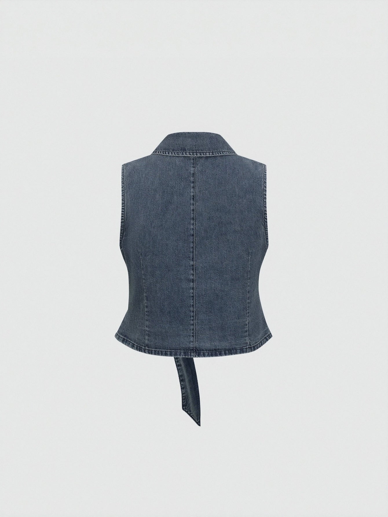 Tie-Front Sleeveless Denim Shirts