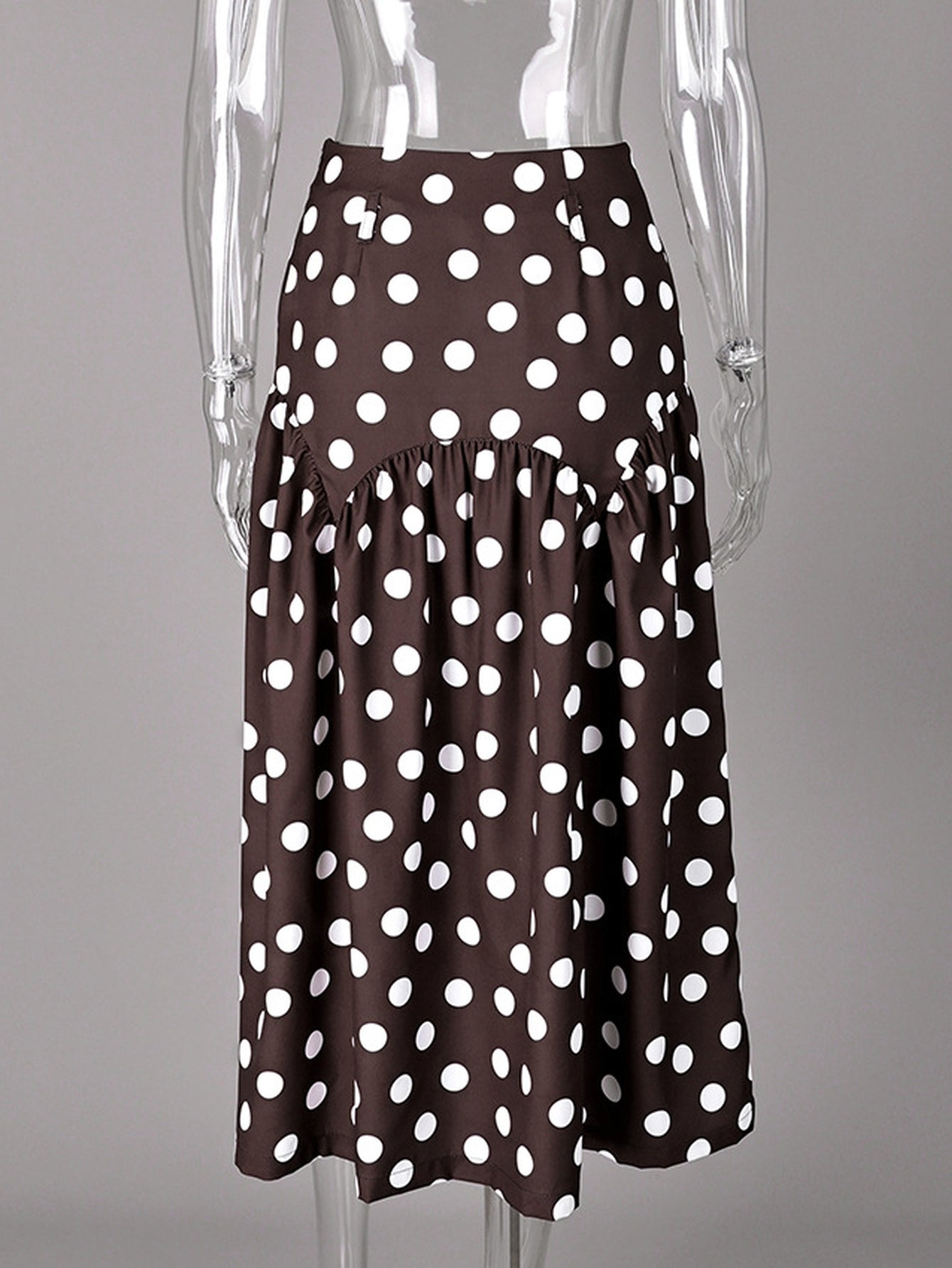 High Waisted Polka Dot Midi Skirt