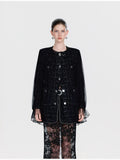 Shimmering Tweed Ruffle Trim Jacket