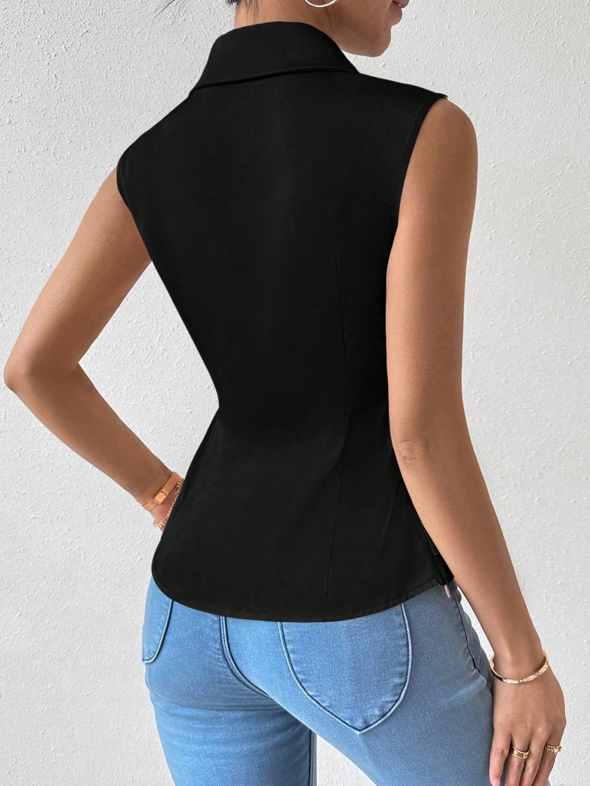 Sleeveless Wrap Waist Chiffon Top