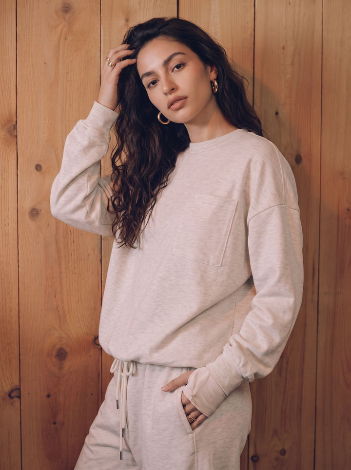 Oversized Pocket Crewneck Sweatshirt