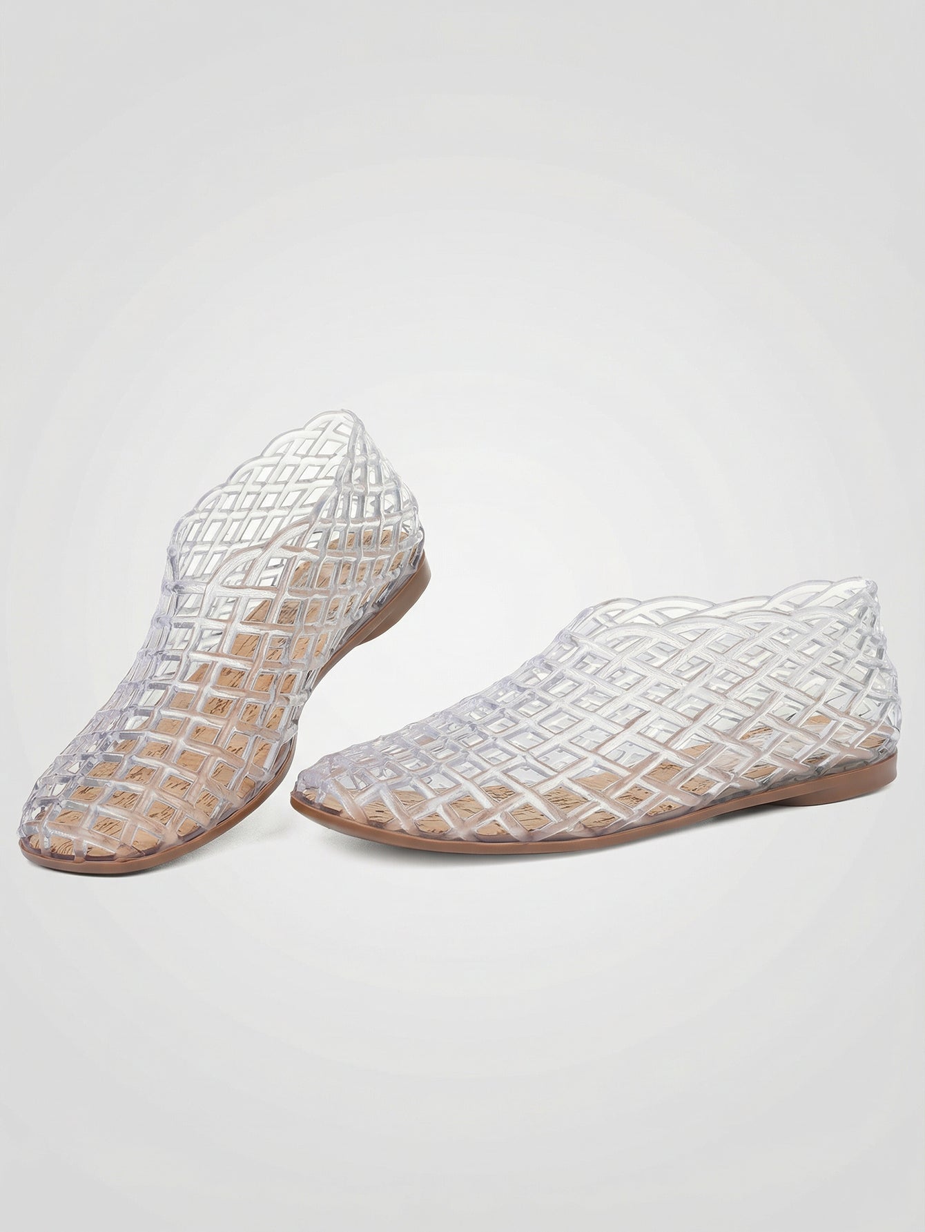 Mesh Transparent Slip-On Minimalist Sandals-White