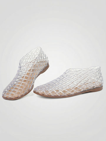 Mesh Transparent Slip-On Minimalist Sandals-White