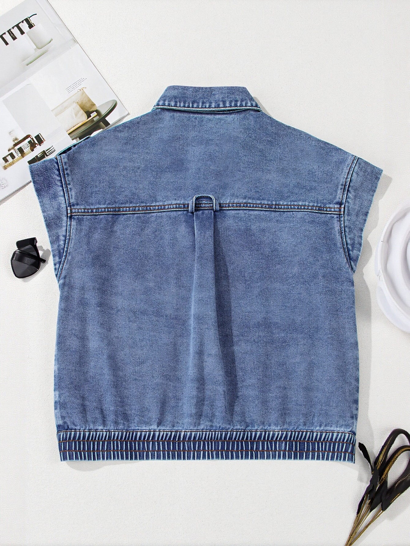Oversized Sleeveless Denim Vest Jacket