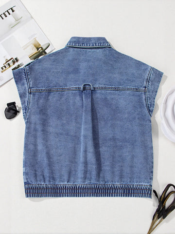 Oversized Sleeveless Denim Vest Jacket
