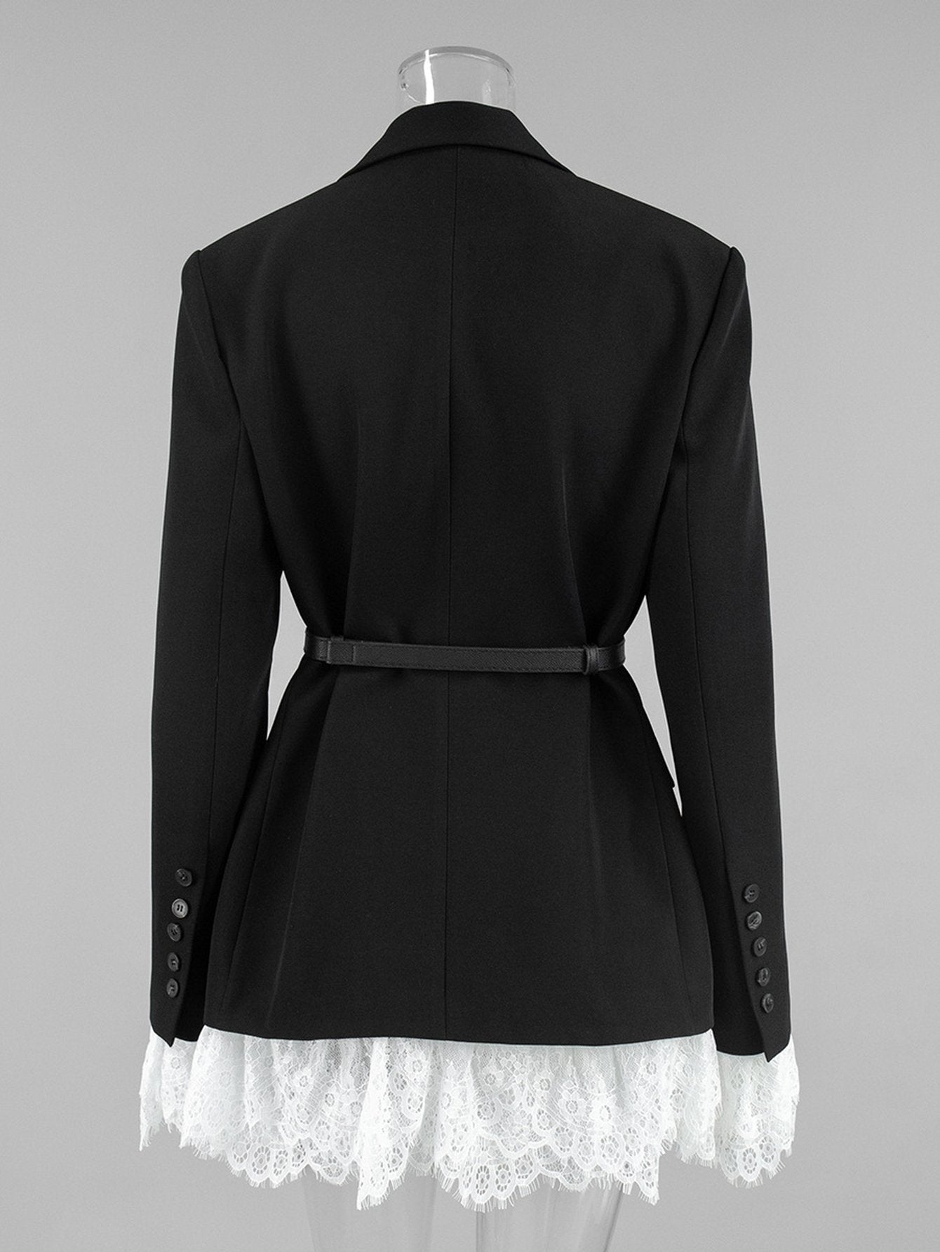 Elegant Lace Trim Fitted Blazer