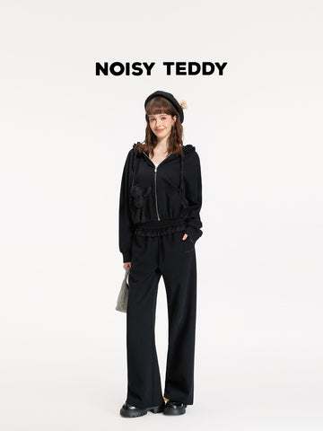 Cozy Bow Detail Wide Leg Pants