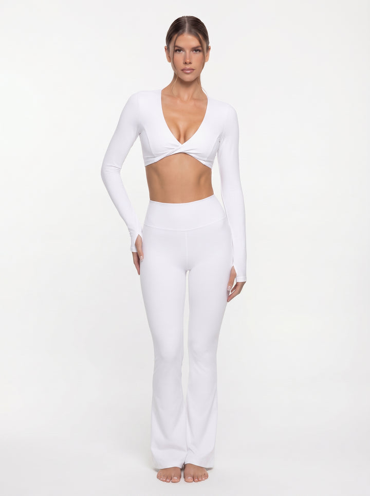 Seamless Twist Crop Flare Legging Two-piece Set