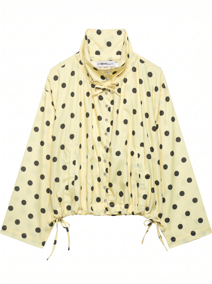 Polka Dot Drawstring Hem Jacket