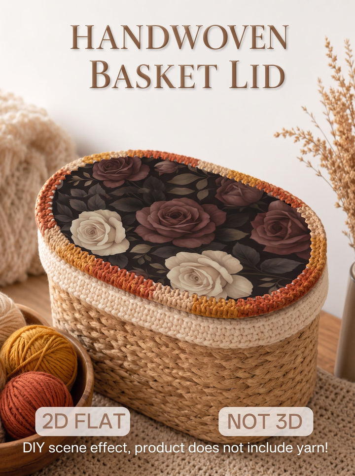 Vintage Rose Floral Pattern Crochet Basket Base