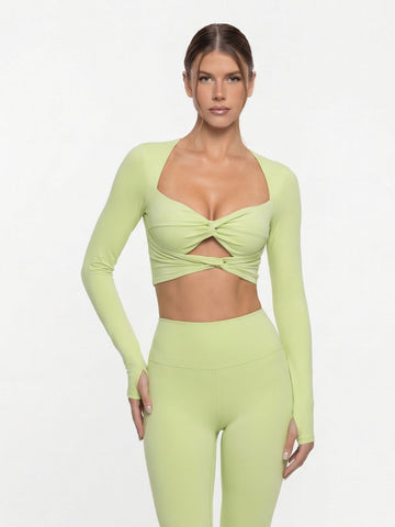 Seamless Twist Front Long Sleeve Tee