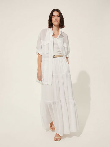 Ramie Pleated Maxi Skirt