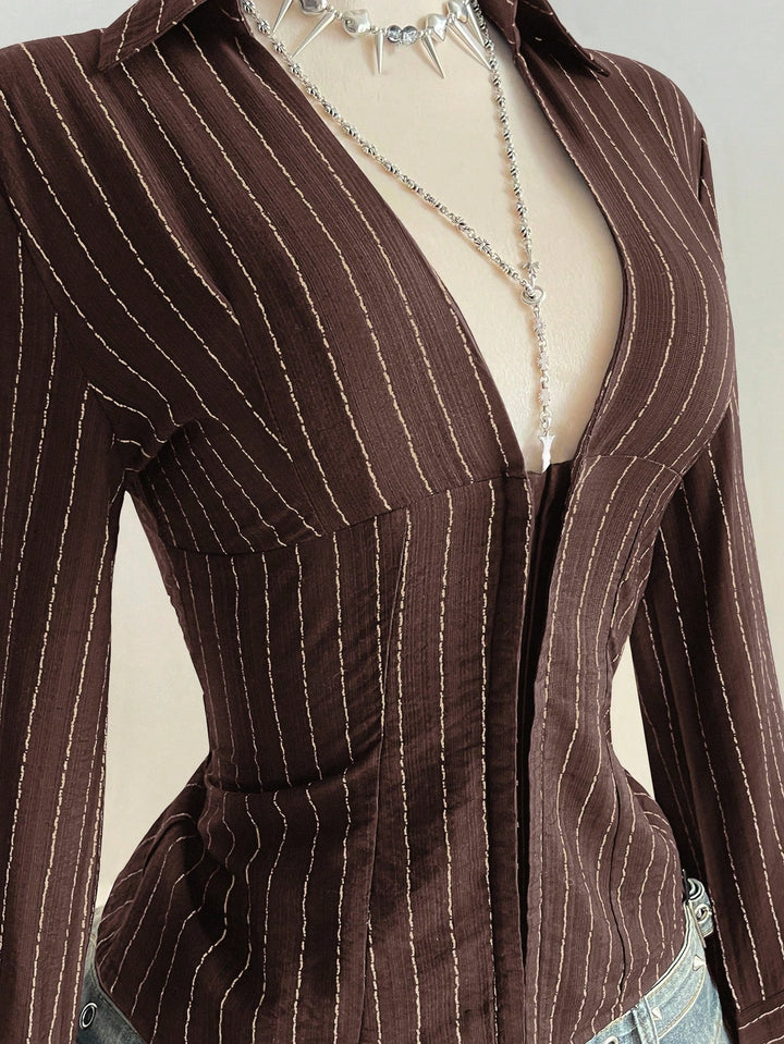 Slim Fit Striped Button Down Shirt