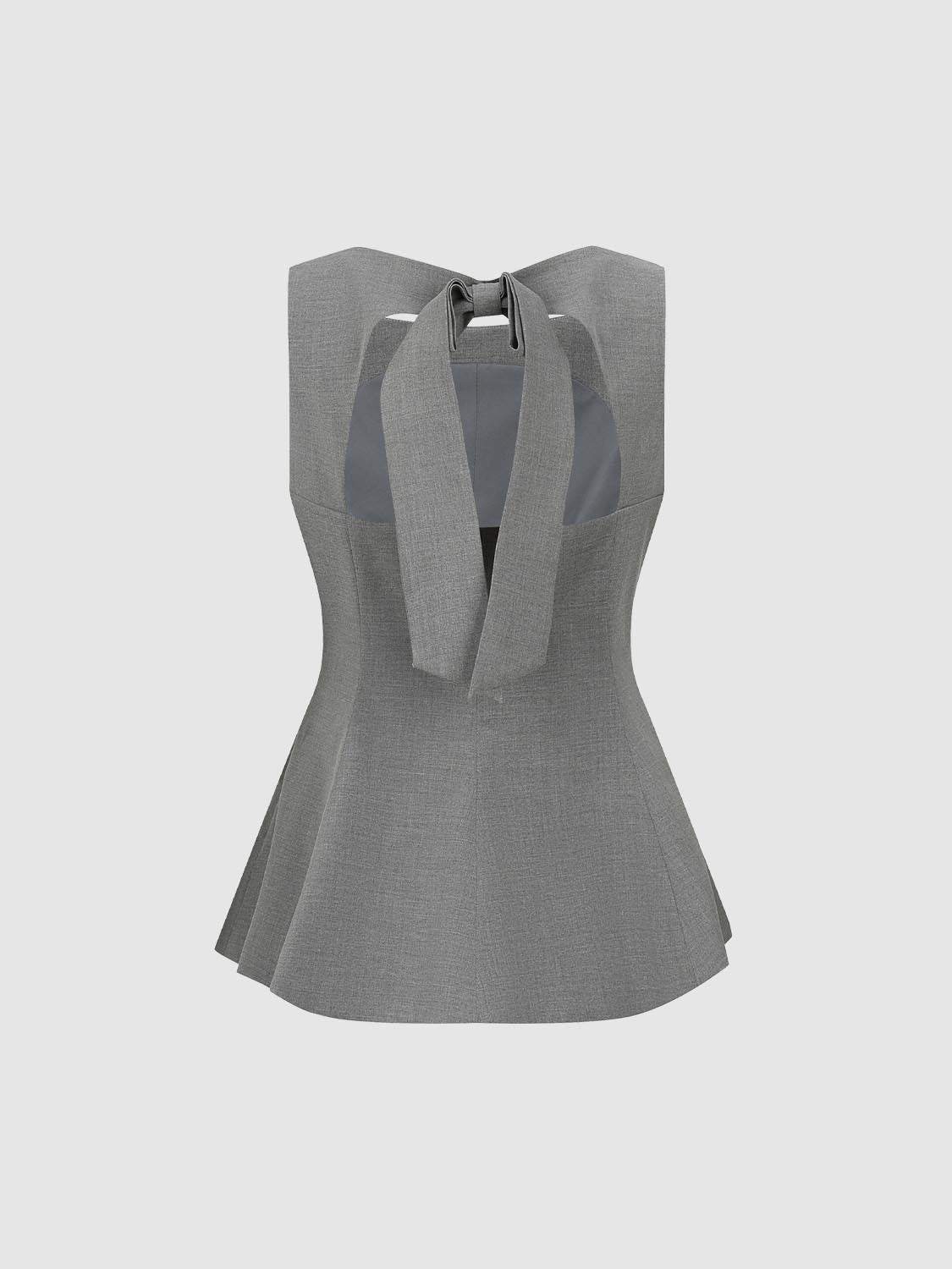 Urban Revivo Tailored Sleeveless Ruffle Hem Overhead Shirt-Midium Grey Heather