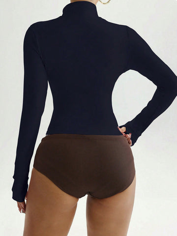 Zip-Up Piping Detail Activewear Jacket-Multicolor