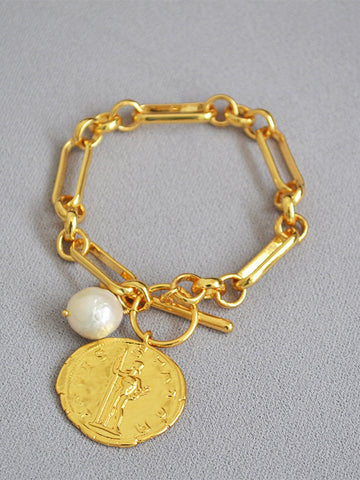 Gold Chunky Paperclip Toggle Bracelet
