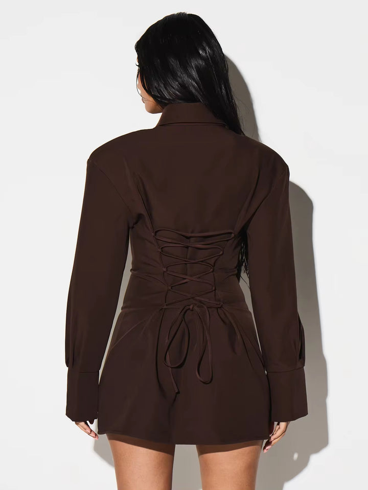 Tailored Tie Front Mini Dress