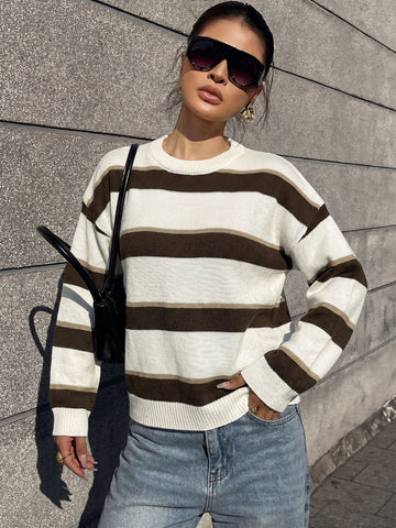 Cozy Striped Crewneck Knit Sweater