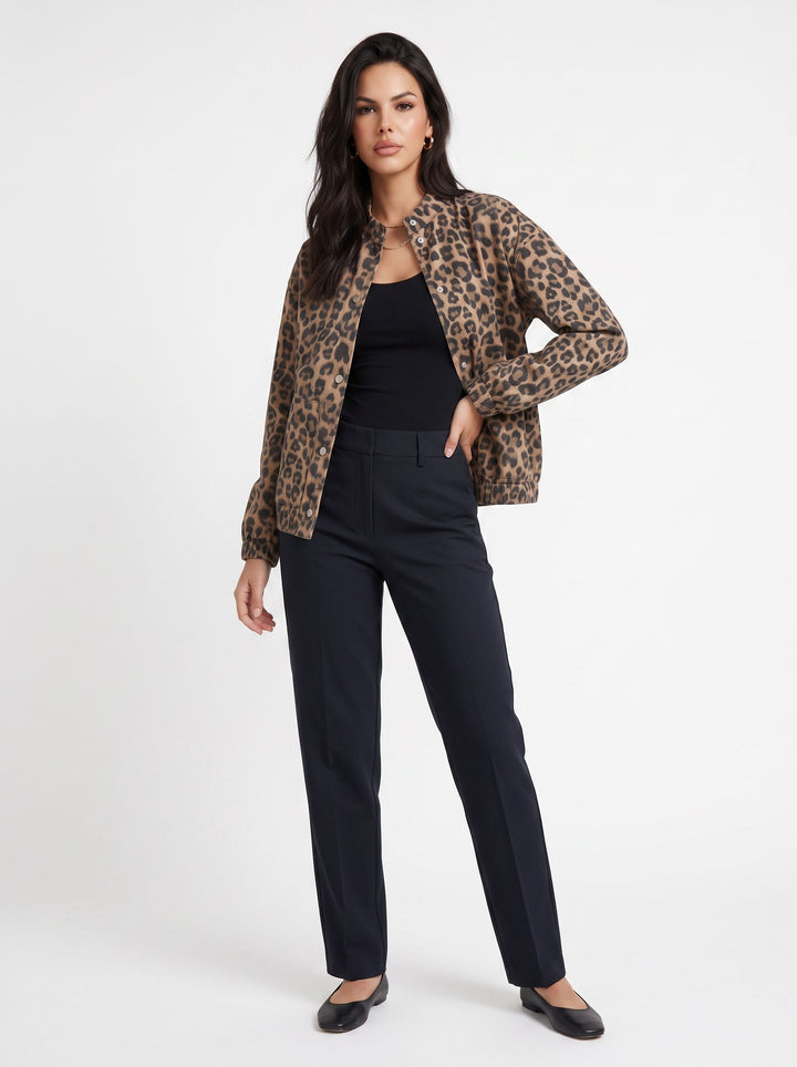 Trendy Leopard Print Snap Jacket