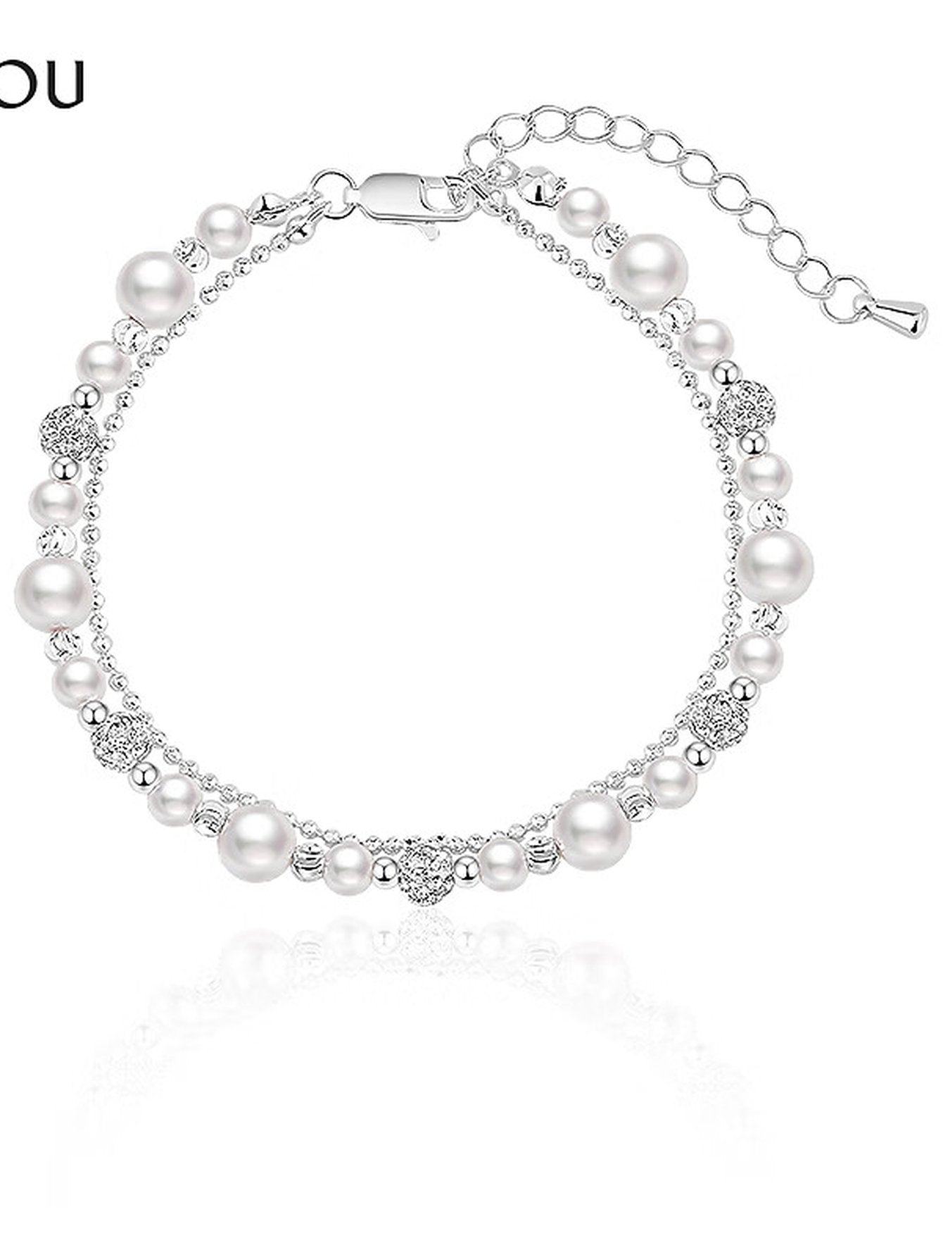 Elegant Layered Pearl Charm Bracelet