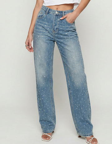 Low Stretch High Rise Wide Leg Jeans