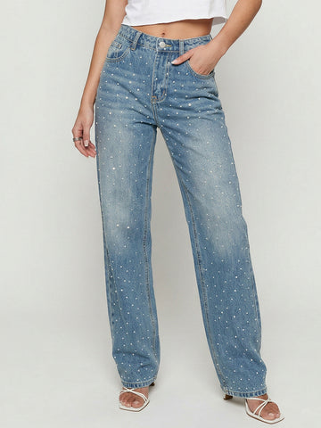 Low Stretch High Rise Wide Leg Jeans